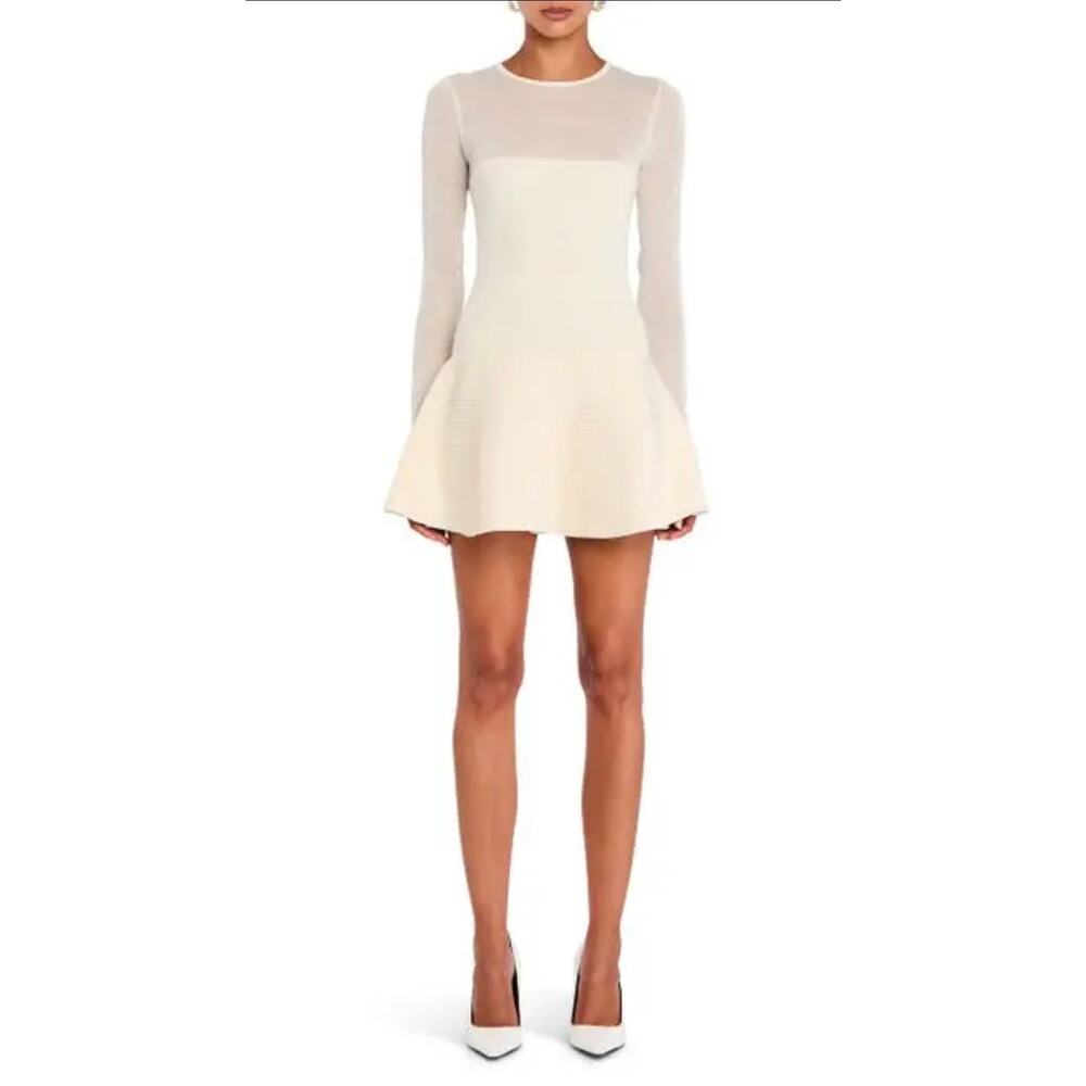 Ser.o.ya Joselyn Knit Mini Dress Eggshell Sheer Detail Fit & Flare Small
